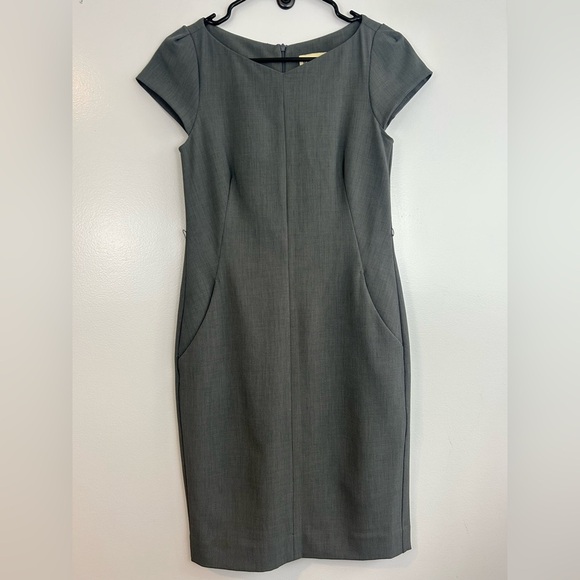 MM Lafleur Grey Cap Sleeve Classic Midi Sheath Dress Size 2 - Picture 12 of 12